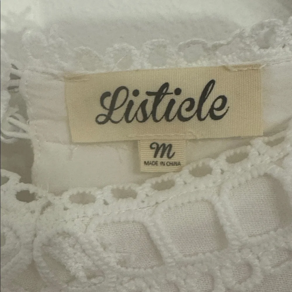 LISTICLE Ivory Babydoll Dress 3/4 Sleeves Key Hole Back Size Medium